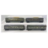 Marx O Gauge New York Central 234 passenger coach, two 234 short vista dome cars, Meteor observation