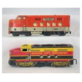 Marx O Gauge No. 54 Kansas City Southern and 6000 Southern Pacific, diesel powered A unit locomotives