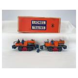 Postwar Lionel O Gauge; two No. 50 gang cars with one original box