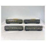 Marx O Gauge New York Central 234 passenger coach, two 234 short vista dome cars, Meteor observation