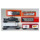Group of Modern Lionel O Gauge freight; 52009, 16969, 9113 in box; 9700, 04039, 16916 loose