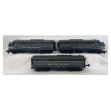 MTH O Gauge New York Central F3 diesel A-B-A locomotive units; 1608, 2414, 1630