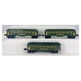 Prewar Lionel O Gauge 2640 Pullman, 2640 Pullman, 2641 observation passenger trains in, two tone green