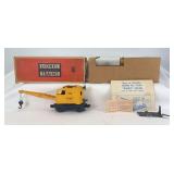 Postwar Lionel O Gauge No. 3360 operating Burro crane in original box w/inspection slip, instructions, insert, actuator