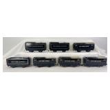 Seven Marx O Gauge lithographed tinplate New York Central and Pennsylvania tenders, two with knuckle couplers