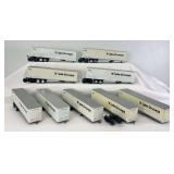 Nine modern Lionel O Gauge NS Triple Crown Service Roadrail Intermodal trailers with ETD