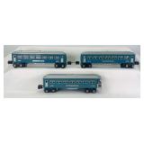 Prewar Lionel O Gauge 2640 Pullman, 2640 Pullman, 2641 observation passenger trains in blue and silver