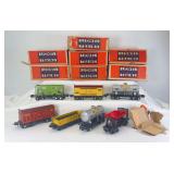 Prewar Lionel O Gauge freight in original boxes; 2653, 2654, 2654, 2655, 2656, 3652, 3659