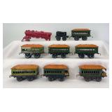Joy Lines O Gauge steam loco, tender, five 557 coaches and two 458 observation cars