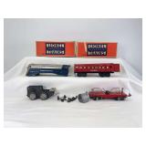 Prewar Lionel O Gauge 1689E, 2672, 620, red articulated passenger car