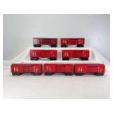 Marx O Gauge 147815 Rock Island RI box cars, seven red, three shades, one Tuscan