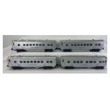 Postwar Lionel O Gauge 2421 Maplewood coach, 2422 Chatham coach, 2423 Hillside observation, 2429 Livingston coach passenger trains