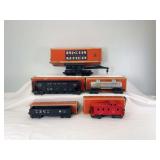 Postwar Lionel O Gauge No. 6452, 6436, 2460, 6465 and 6257 in original boxes