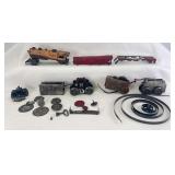 Prewar Marx/Joy Line O Gauge windup electric steam locomotive shells, motors, spring powered windup, parts