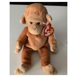 TY BEANIE BABIES BONGO THE MONKEY BIRTHDAY 8-17-19