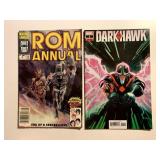 2 MARVEL COMICS DARK HAWK #1 & ROM ANNUAL #3