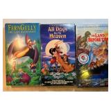 3 VHS Don Bluth, Fern Gully, All Dogs, Land b/Time