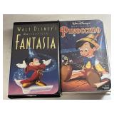 2 WALT DISNEY VHS  FANTASIA AND PINOCCHIO