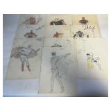 10 ORIGINAL 1940'S 1960'S SUPERHERO ARTWORK