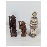 WOOD ASIAN FIGURINES +