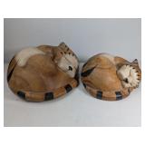 WOODEN CAT SCULPTURES