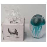 Crystal Head Glass and Jellyfish Paperweight Set