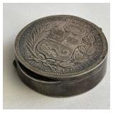 Peruvian Coin Silver Snuff Box with Crest