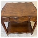 Wooden Two-Tier Side Table with Scalloped Edges