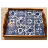 Tile Tea Tray With Wood Frame