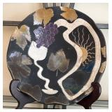 Ceramic Plate With Grape and Sun Design