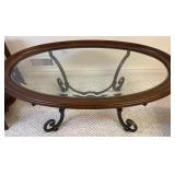 Glass-Top Coffee Table With Metal Base