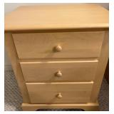 Natural Wood Three-Drawer Nightstand
