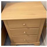 Natural Wood Three-Drawer Nightstand