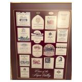 Framed Napa Valley Wine Label Collection
