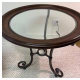 Round Glass-Top Table with Metal Base
