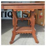 Solid Wood Side Table With Ornate Base