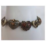 Heart-Shaped Link Bracelet with Enamel Accents