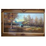 Landscape Painting Signed Hans in Ornate Frame