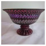 Pink and Purple Glass Pedestal Bowl