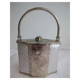Silver-Tone Metal Handbag with Embellishments