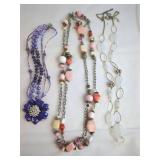 Three Multicolored Fashion Necklaces