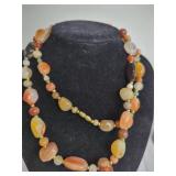 Multi-Stone and Gold-Tone Beaded Necklace