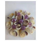 Shell Flower Pin With Purple Accents