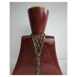 Red Glazed Ceramic Vase with Decorative Accent