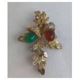 Gold-Plated Acorn Leaf Brooch