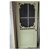 Wooden Screen Door with Decorative Trim