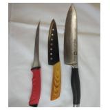 Three Kitchen and Utility Knives
