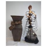 Decorative Vase and Metal Wire Figurine