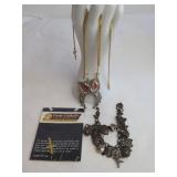 Jewelry Lot with Necklace, Pendant, and Bracelet