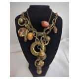Gold-Tone Multi-Charm Statement Necklace